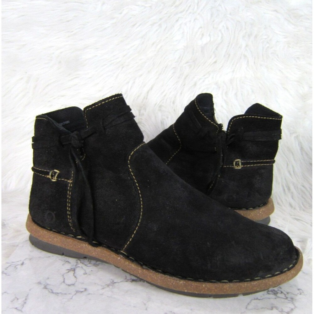 Born Women's Tarklin Ankle Boots Black Nubuck Leather Women's Size 10